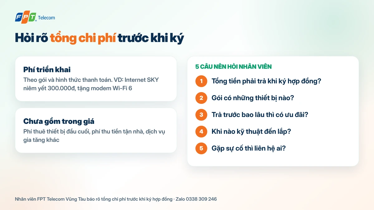 Chi phí ban đầu và câu hỏi nên hỏi trước khi đăng ký mạng FPT cho gia đình